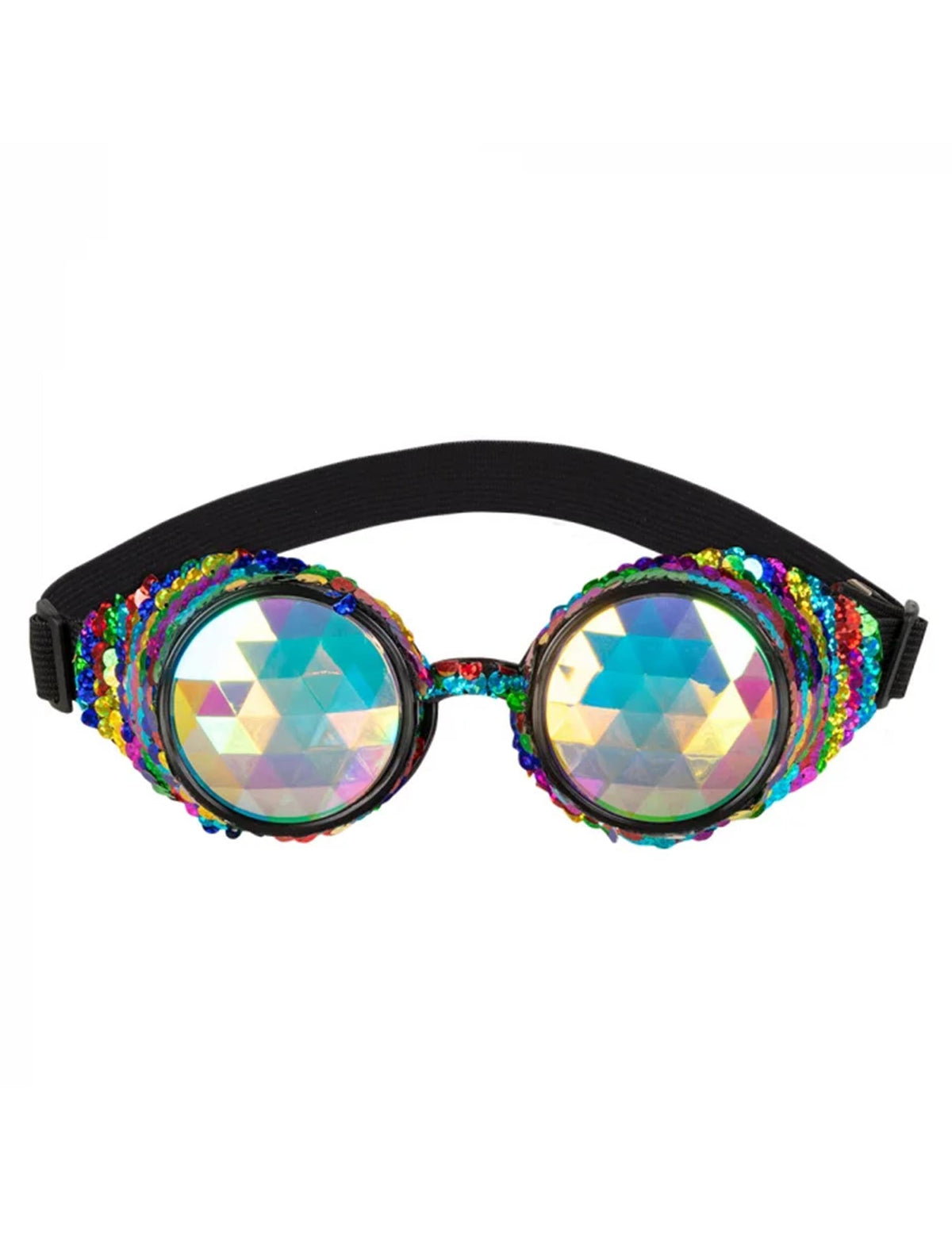 Lunettes party arc-en-ciel pour adulte multicolores à paillettes kaléidoscopiques