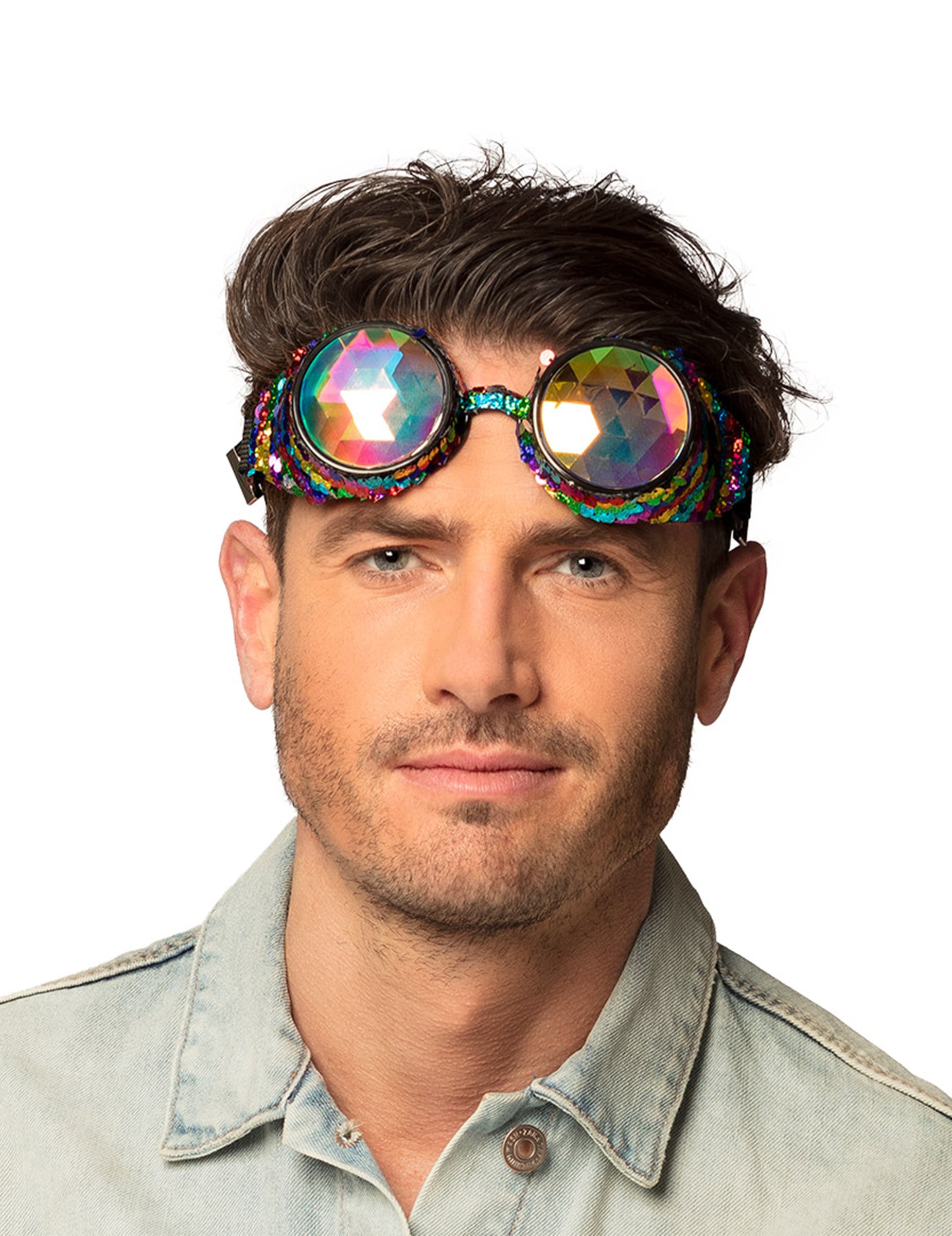 Vue de face des lunettes party arc-en-ciel