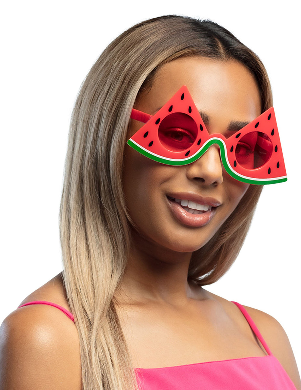 Lunettes pastèque pour adulte rouge et verte avec pépins noirs