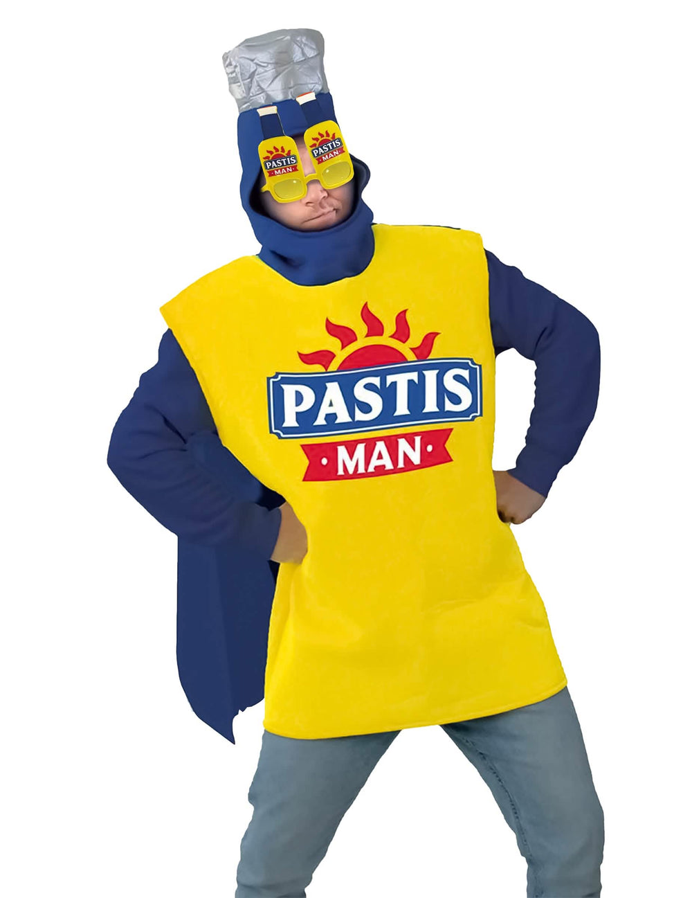 óculos Pastis Man para adulto amarelo em forma de garrafas
