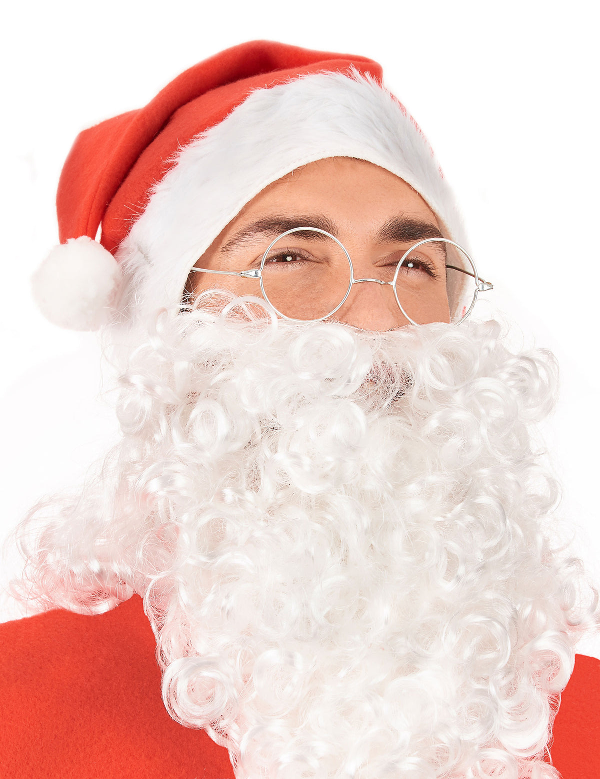 Gros plan sur les lunettes rondes Père Noël pour adulte