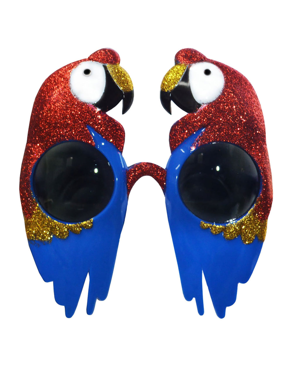 Lunettes perroquet paillettées pour adulte rouges et bleues