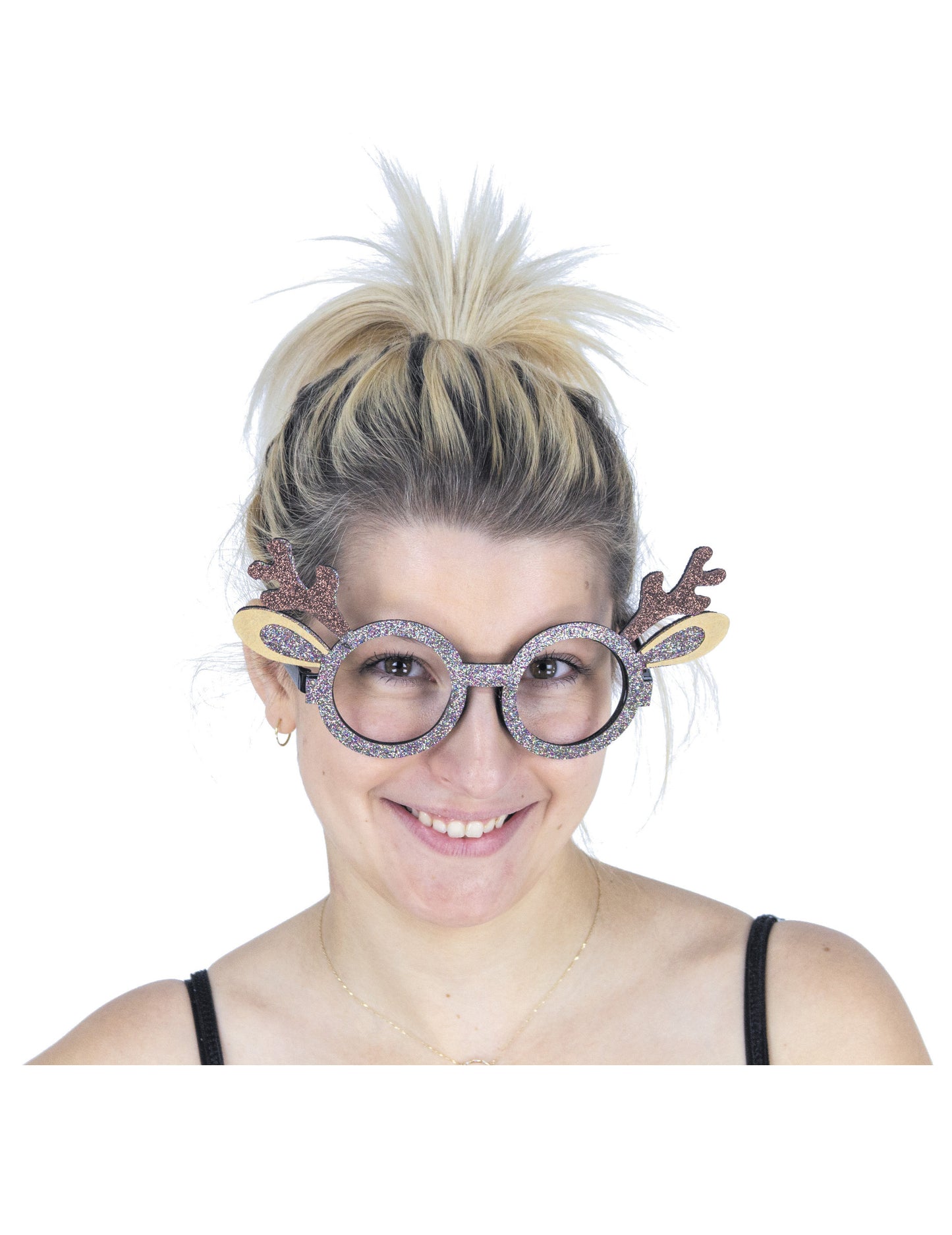 Lunettes renne pailleté pour adulte marron et argenté à paillettes