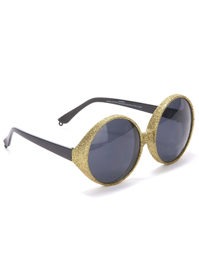 Lunettes rondes paillettées pour adulte or