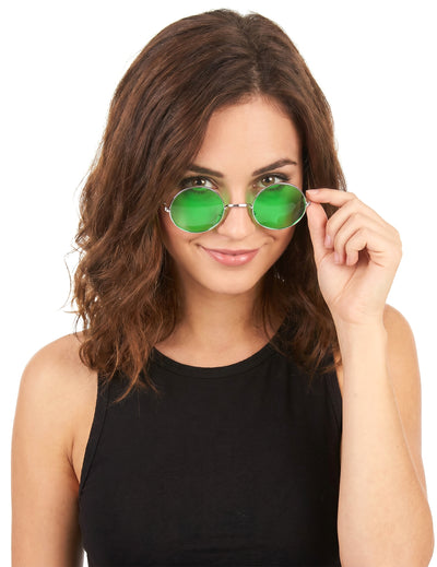 Óculos redondos verdes hippie para adultos