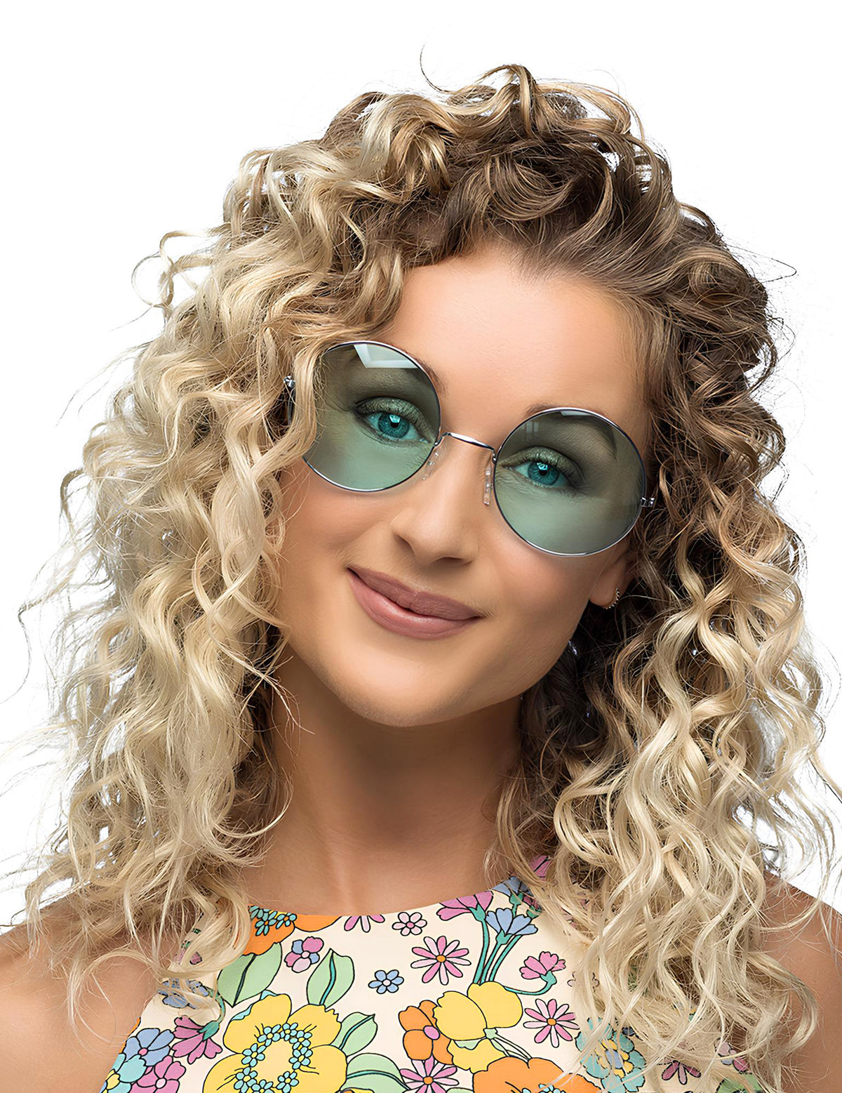 Lunettes rondes géantes hippies pour femme vertes