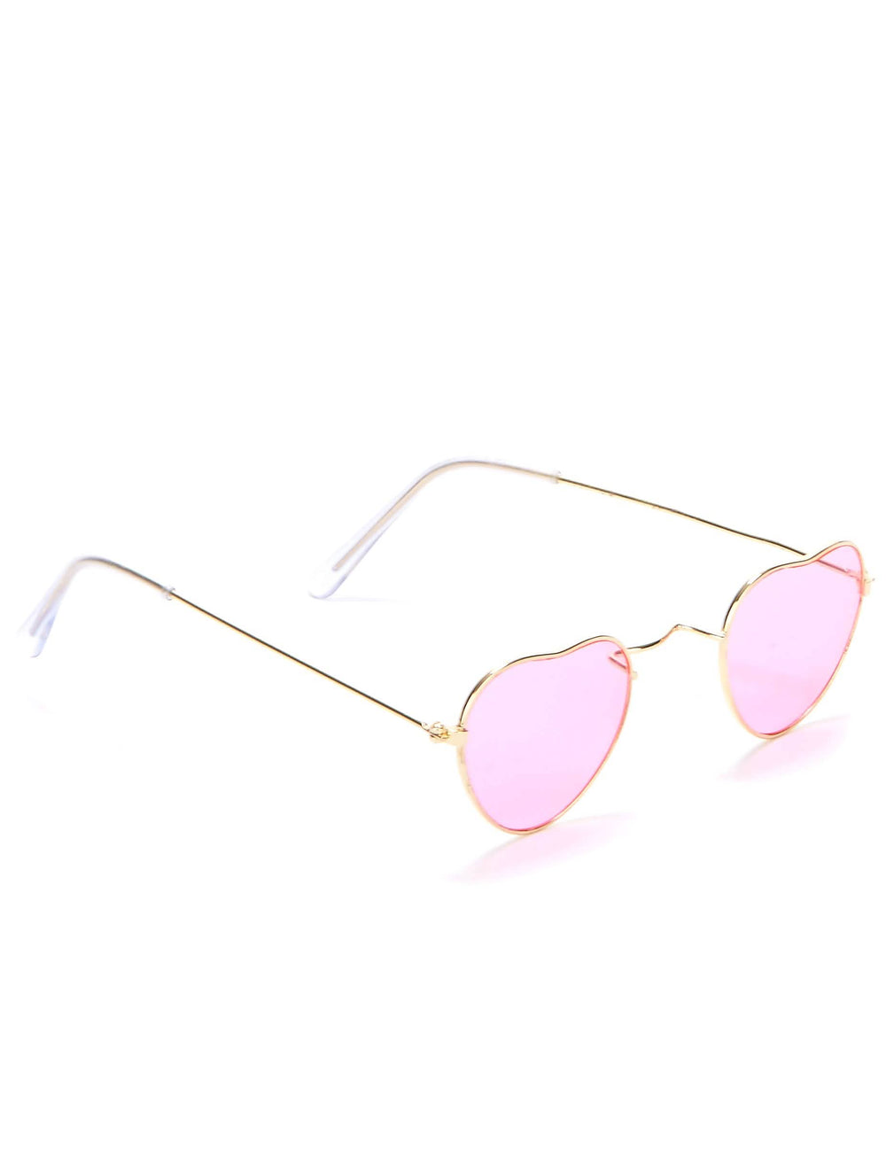 óculos de coração para adulto rosa com armação em metal dourado