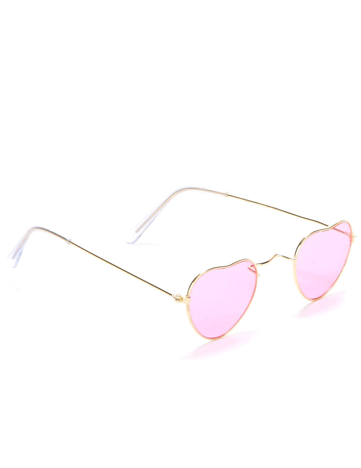 óculos de coração para adulto rosa com armação em metal dourado
