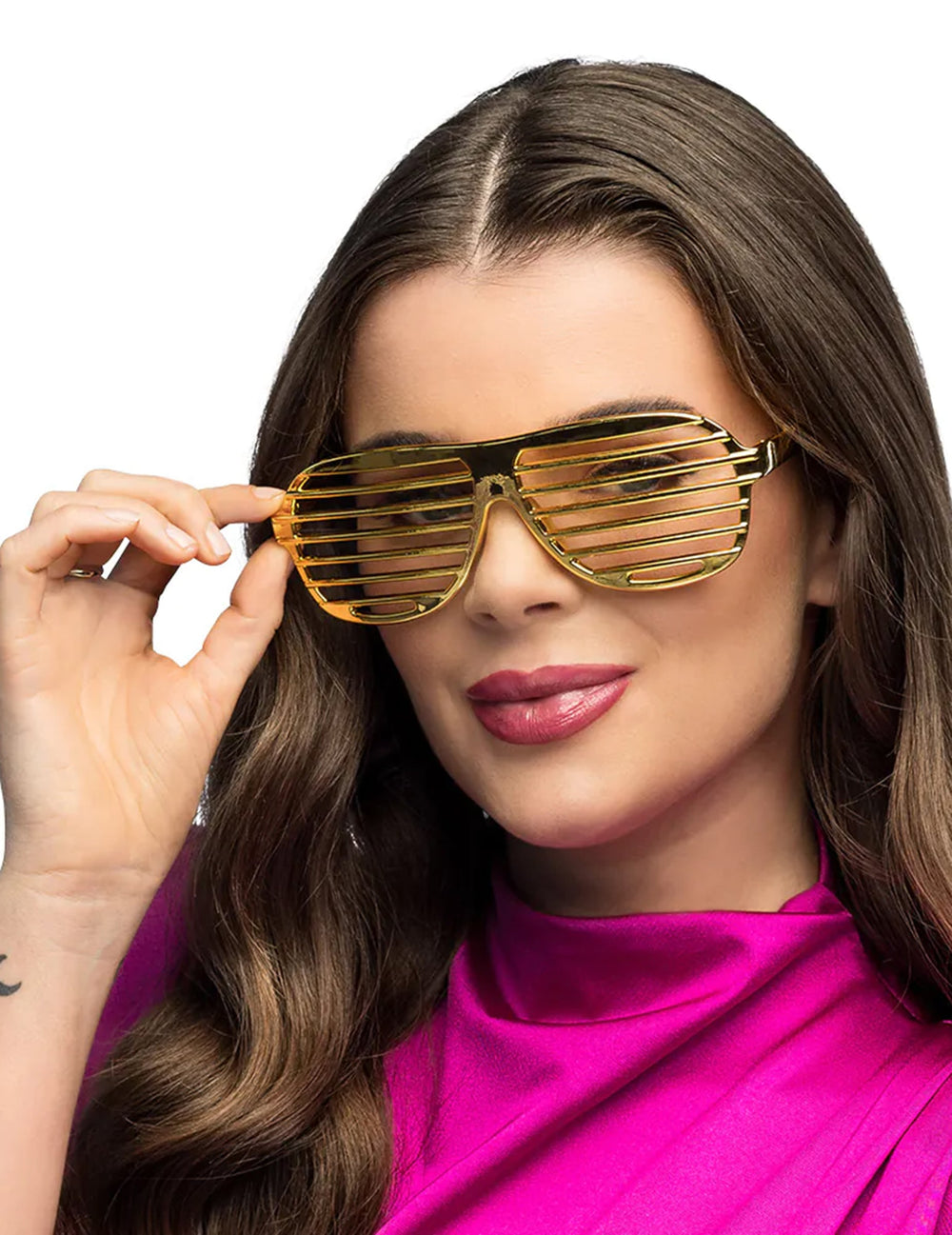 Lunettes striées pour adulte dorées