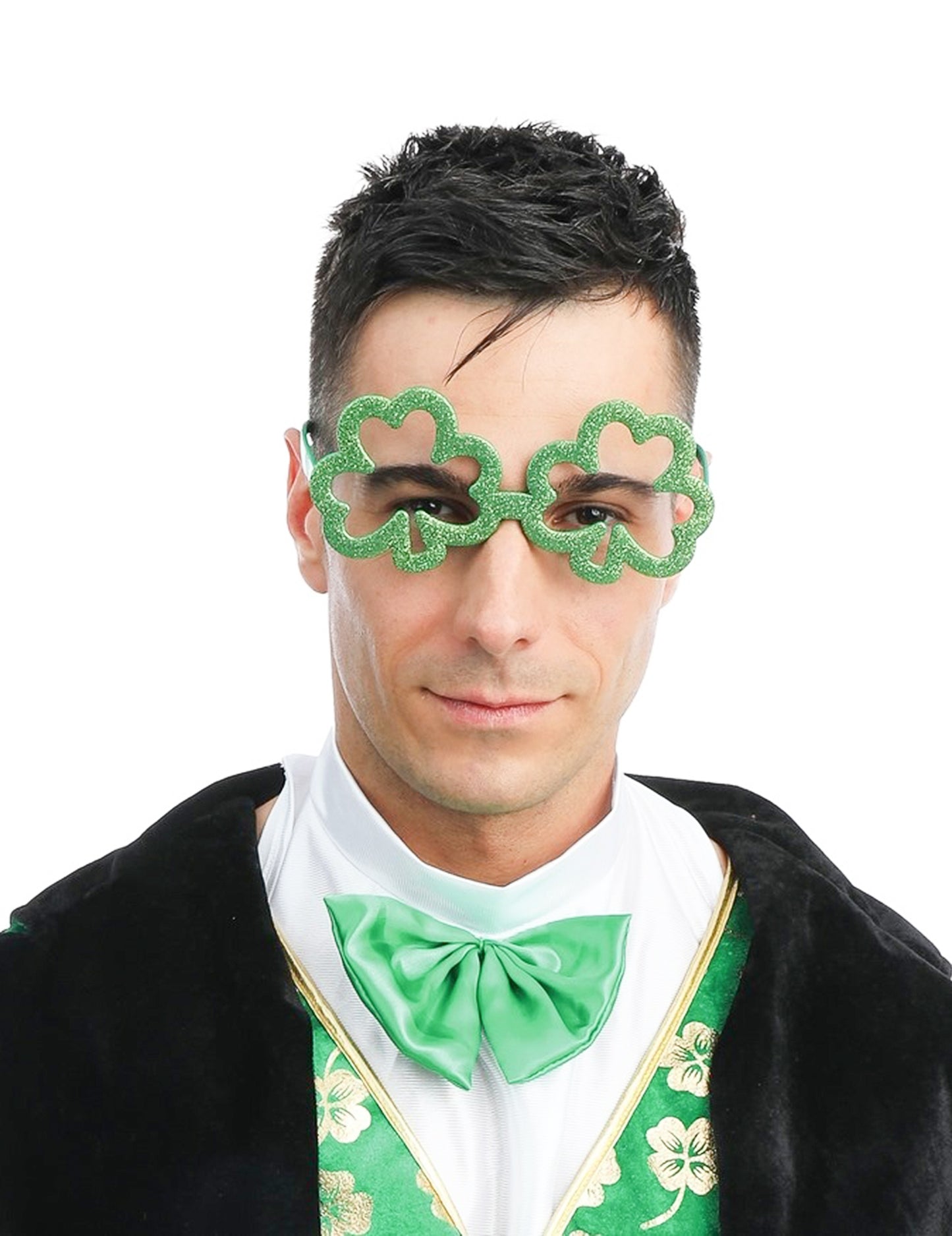 Lunettes trèfles de la Saint Patrick pour adulte vertes à paillettes