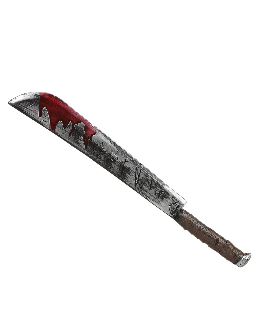 Machette sanglante Halloween pour adulte en plastique argenté et marron