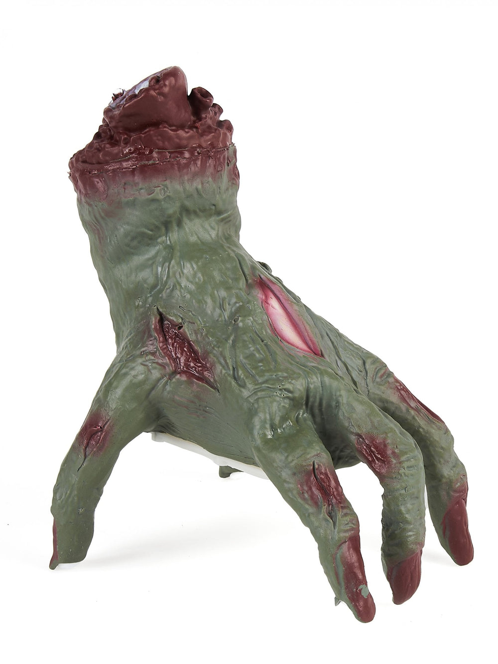 Main de zombie pour Halloween verte et sanglante avec son et mouvement