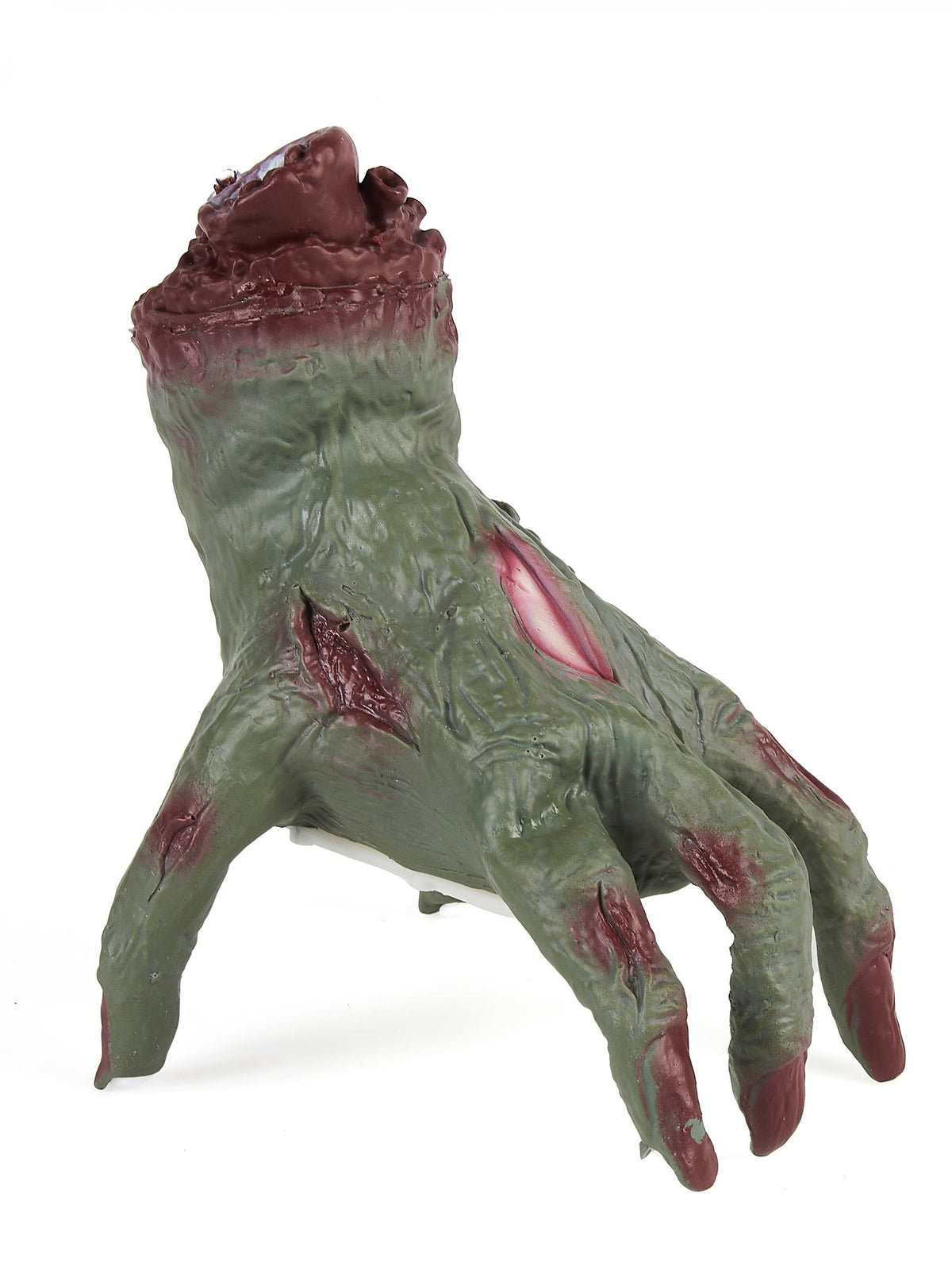 Main de zombie pour Halloween verte et sanglante avec son et mouvement