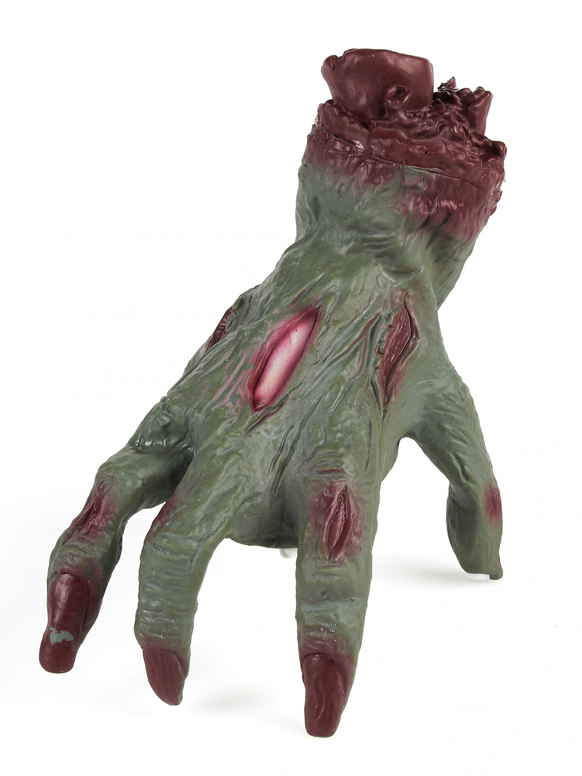 Main de zombie pour Halloween verte et ensanglantée avec son et mouvement