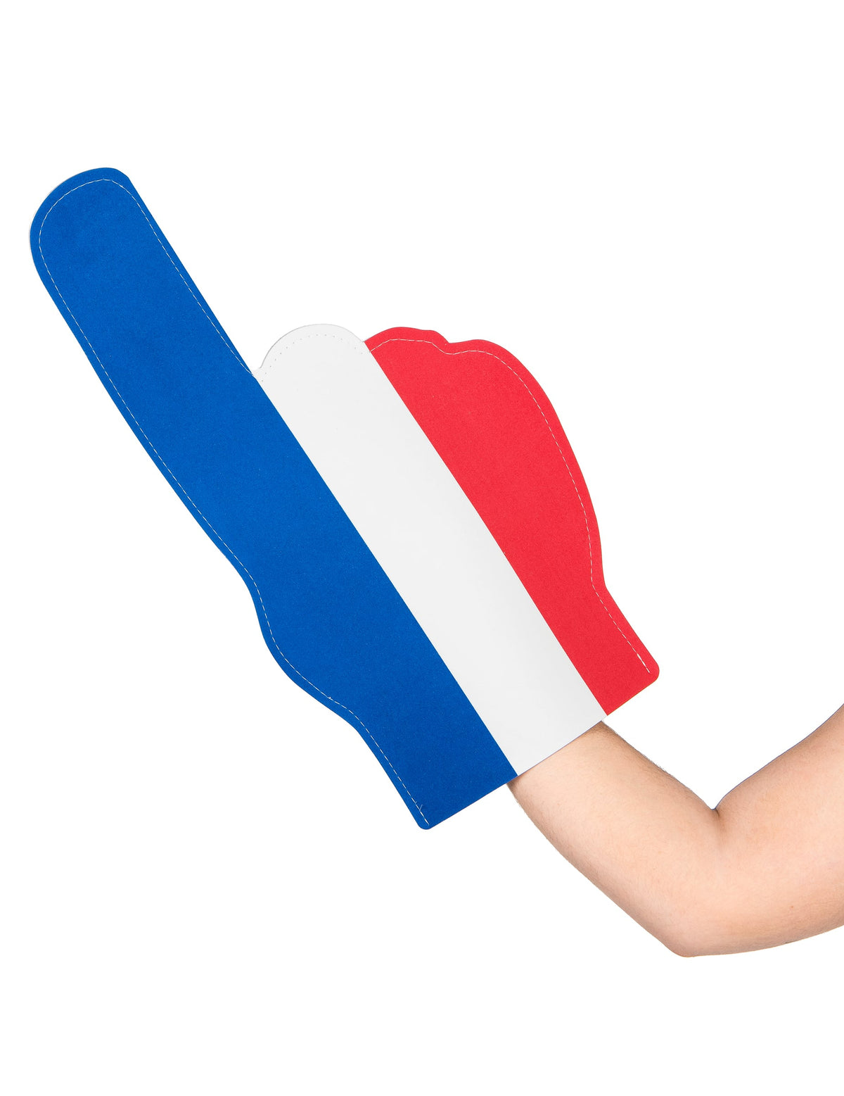 Vue de profil de la main mousse bleu blanc rouge