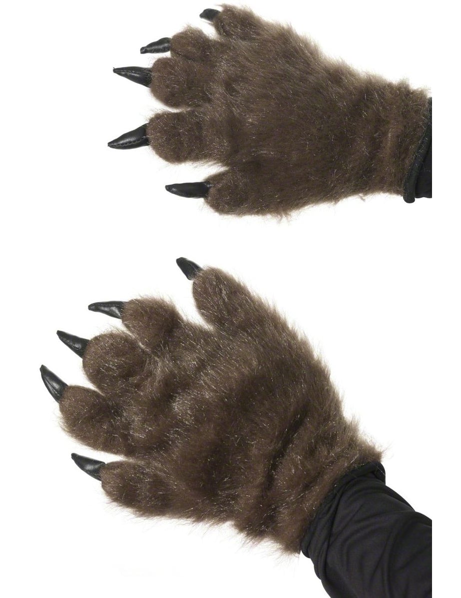 Vue de la paume avec coussinets rouges des gants mains de monstre Halloween
