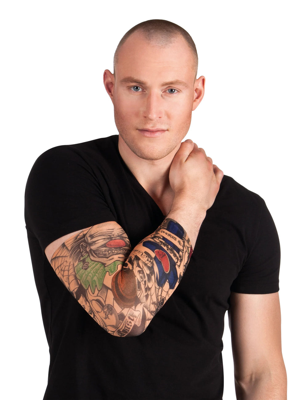 Manches tatouages clown pour adulte aux motifs colorés et détaillés