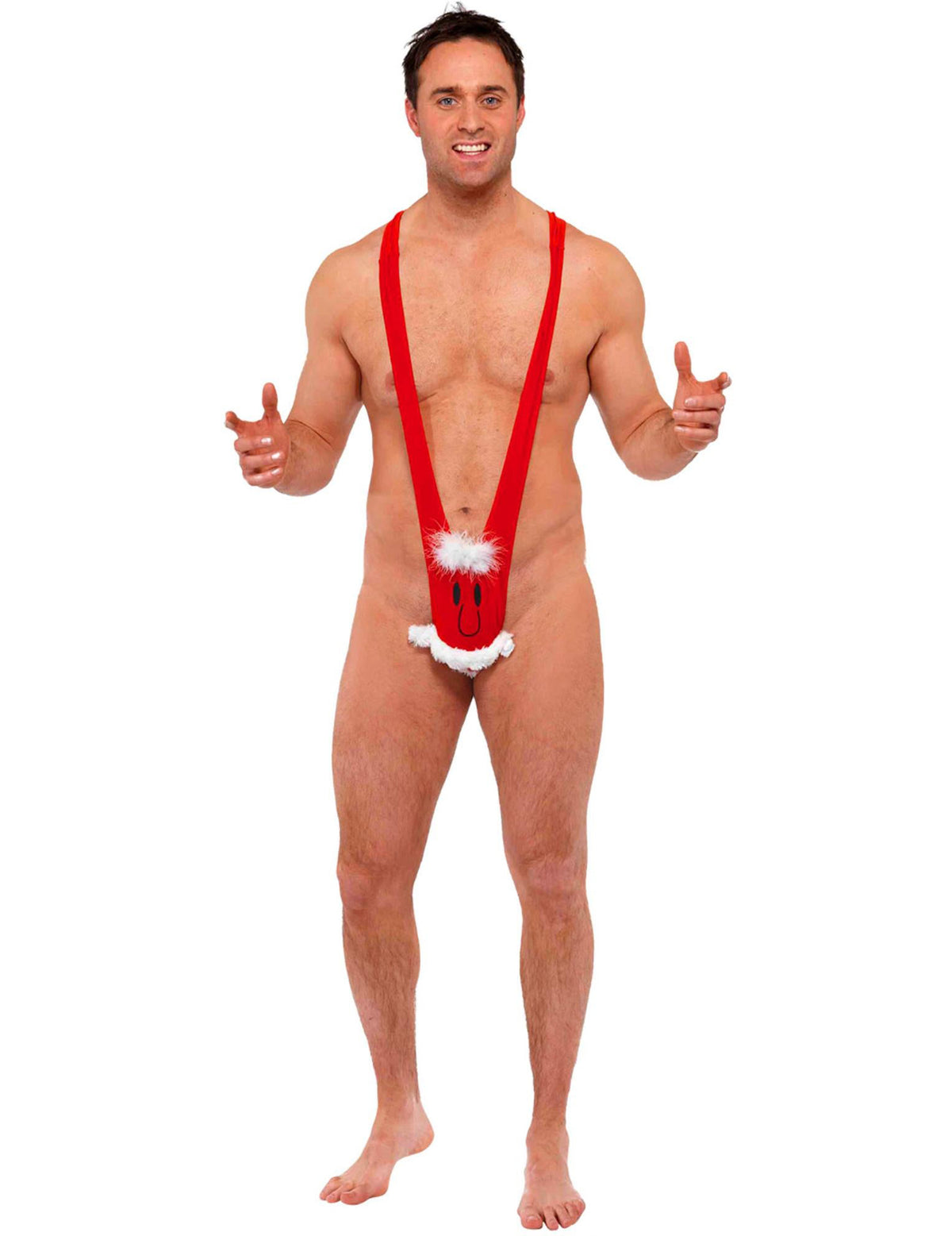 Vue de face du mankini humoristique Père Noël