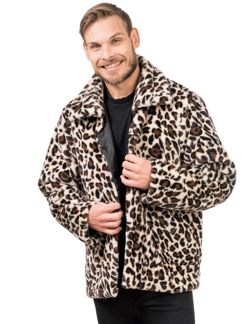Manteau en fausse fourrure léopard pour adulte marron et noir