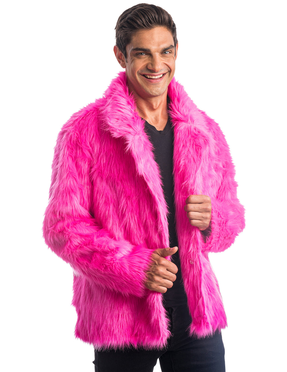 Manteau en fausse fourrure rose pour adulte rose flashy