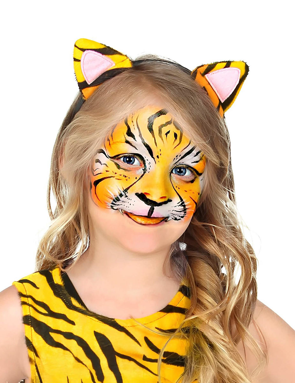 Maquillage professionnel de tigre pour enfant jaune
