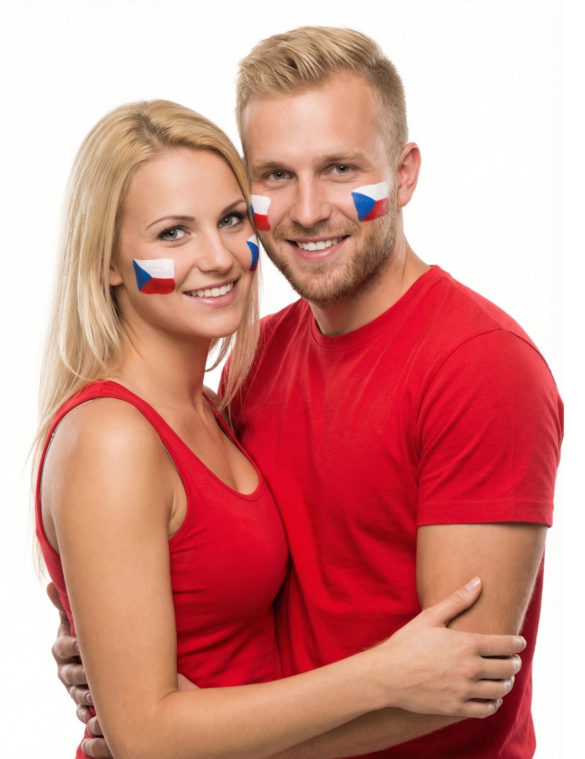 Exemple d'utilisation sur un couple du maquillage supporter France