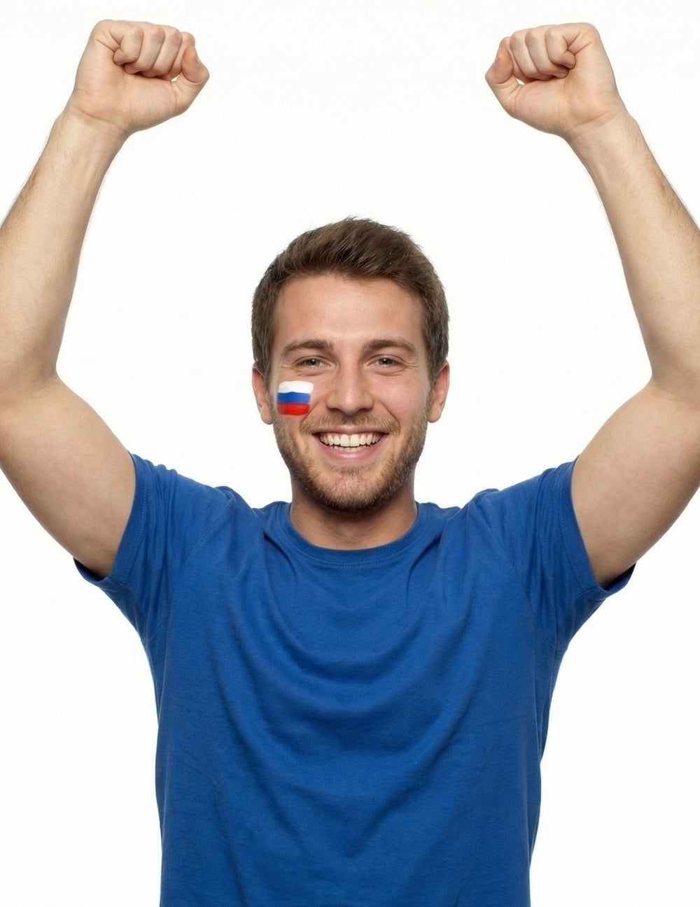 Exemple d'utilisation sur un homme du maquillage supporter France