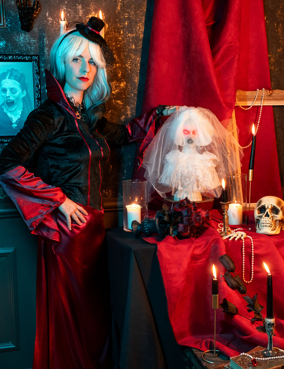 Mise en situation de la Mariée fantôme de table pour Halloween