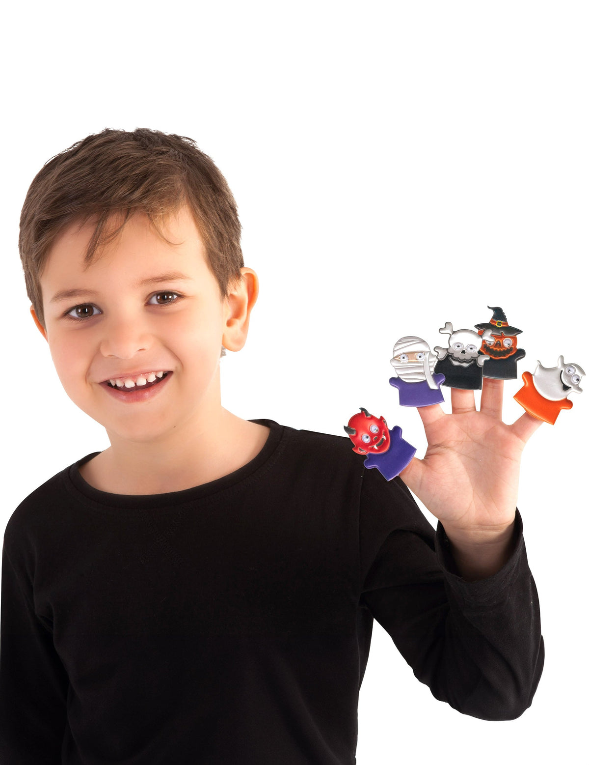 Mise en situation sur les doigts des marionnettes de doigts petits monstres