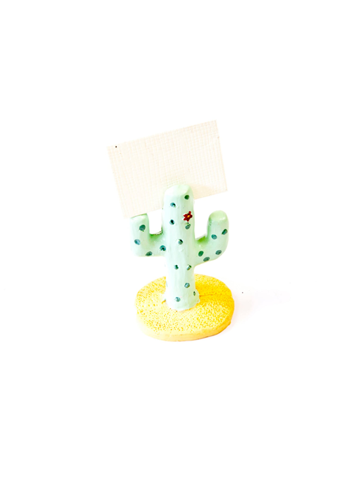 Marque place en résine cactus pour table mexicaine vert clair avec fleur rouge