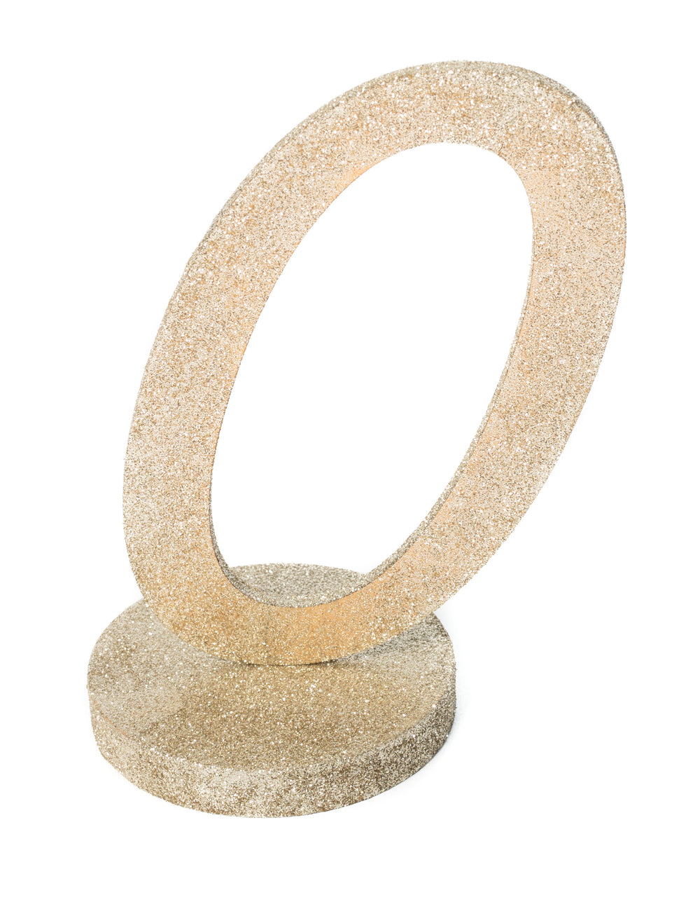 Centre de table chiffre 0 pour décoration bois pailleté champagne avec socle stable