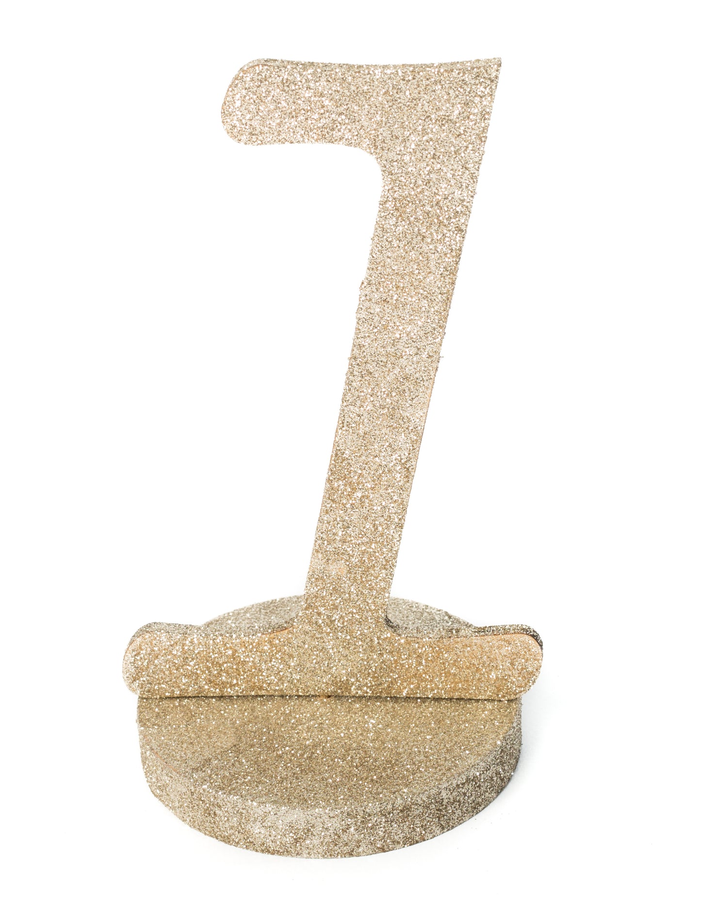 Centre de table chiffre 1 pour anniversaire bois pailleté champagne