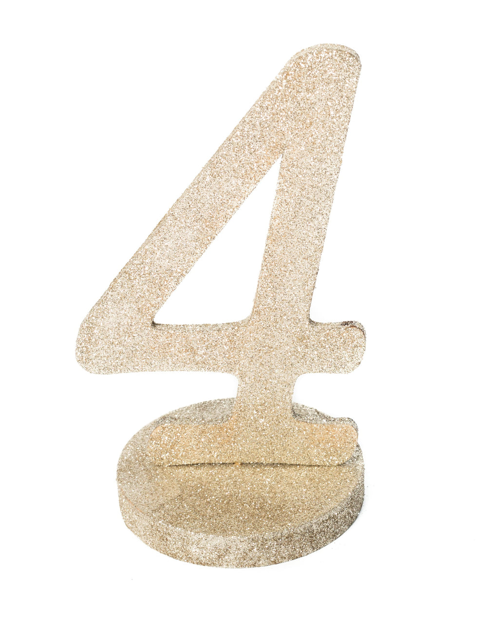 Centre de table chiffre 4 pour anniversaire bois pailleté champagne