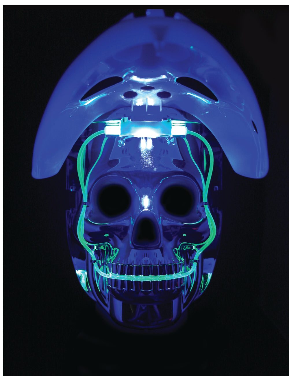 Visière relevée du masque 2 en 1 lumineux joueur de hockey