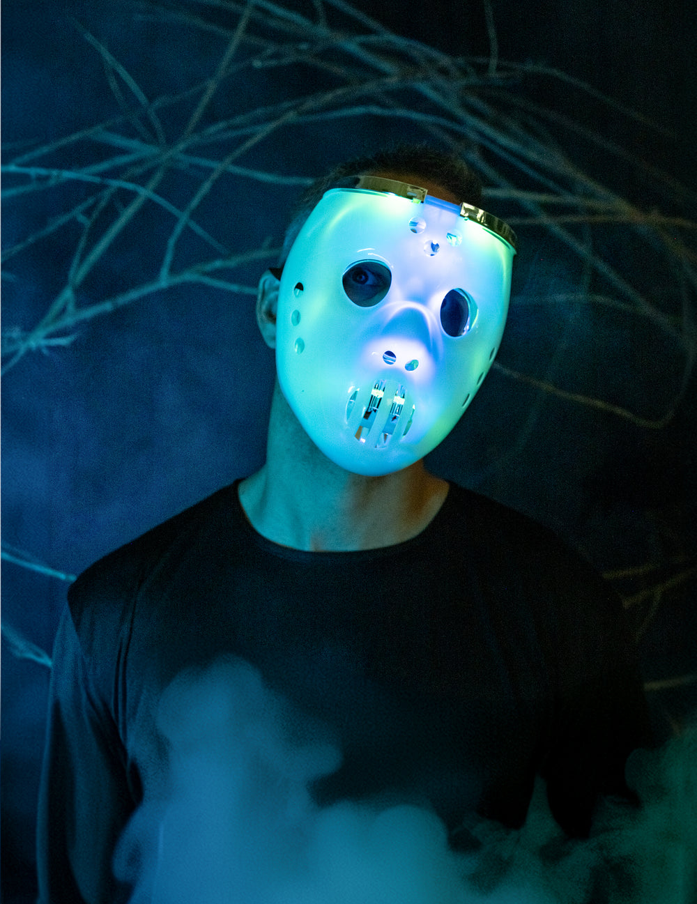 Effet lumineux bleu du masque 2 en 1 lumineux joueur de hockey