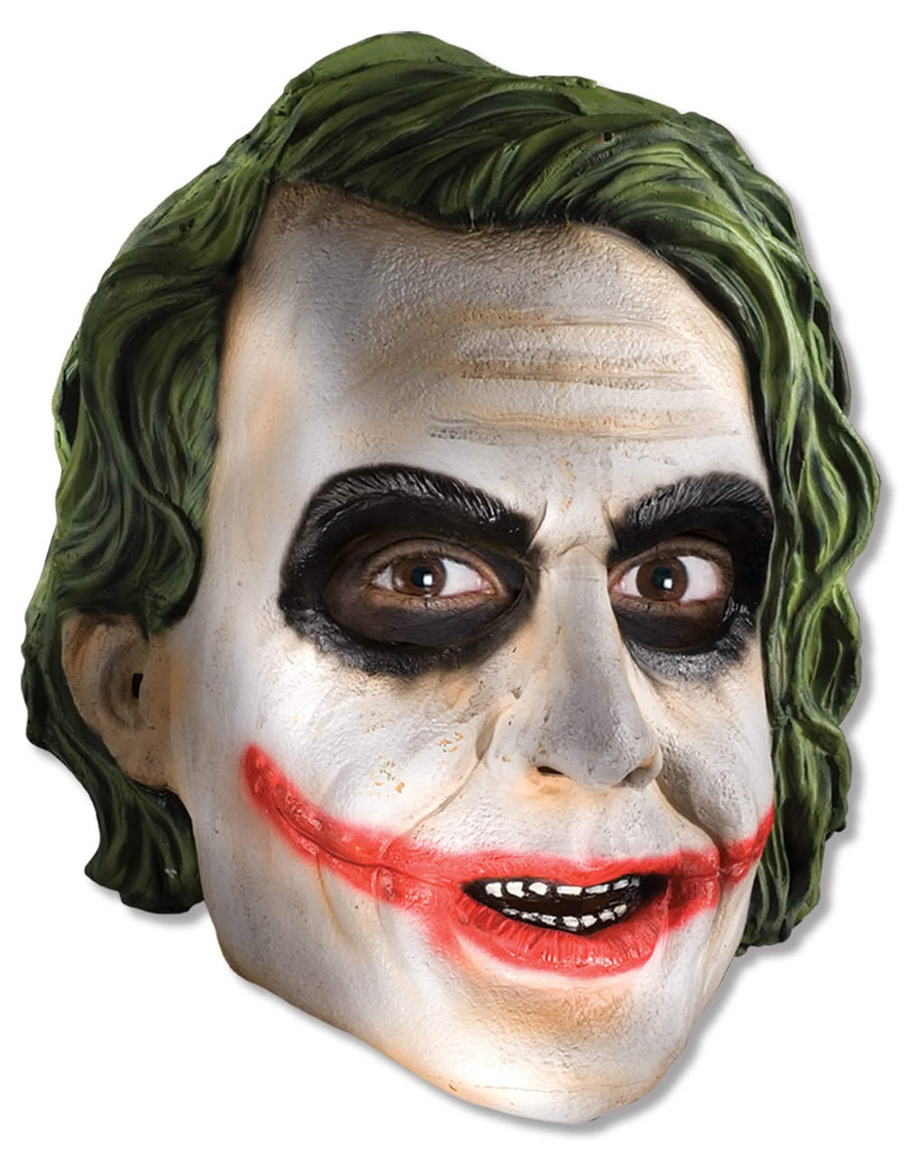 Máscara 3/4 Joker the Dark Night™ para adulto branco com maquilhagem preto e vermelho e cabelo verde