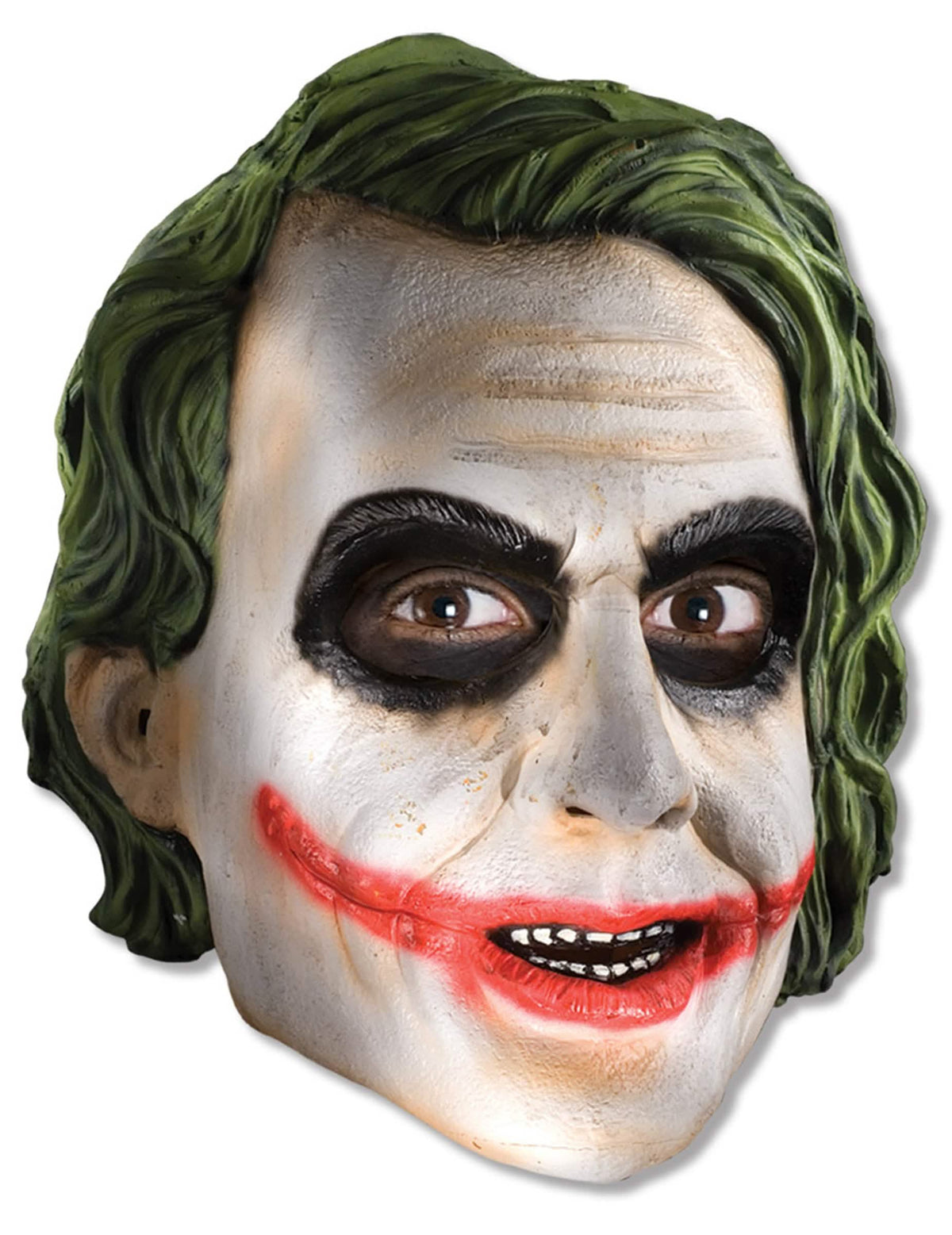 Máscara 3/4 Joker the Dark Night™ para adulto branco com maquilhagem preto e vermelho e cabelo verde