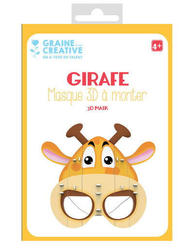 Masque 3D à monter girafe pour enfant jaune et marron