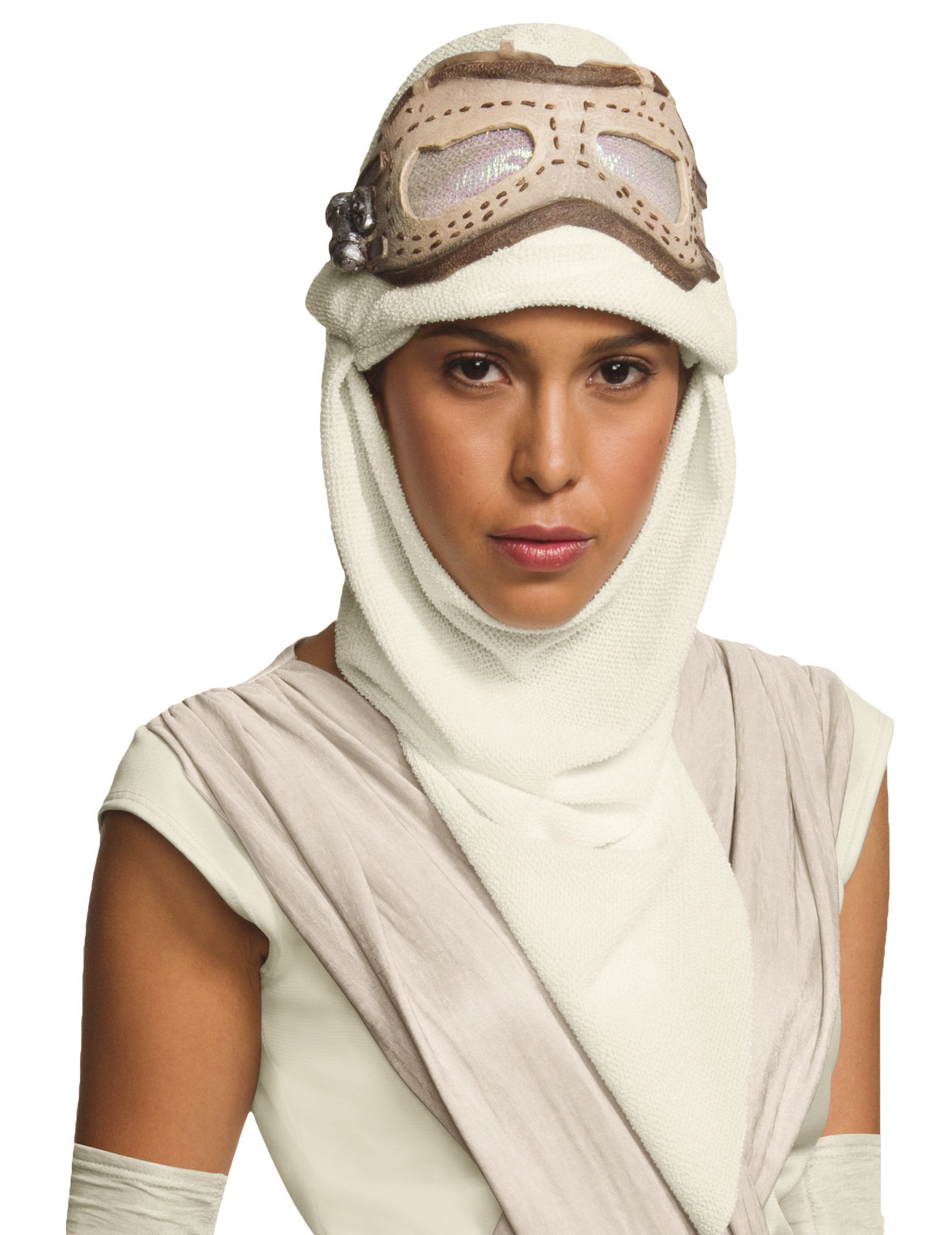 Masque avec cagoule Rey Star Wars VII pour femme beige et blanc avec lunettes
