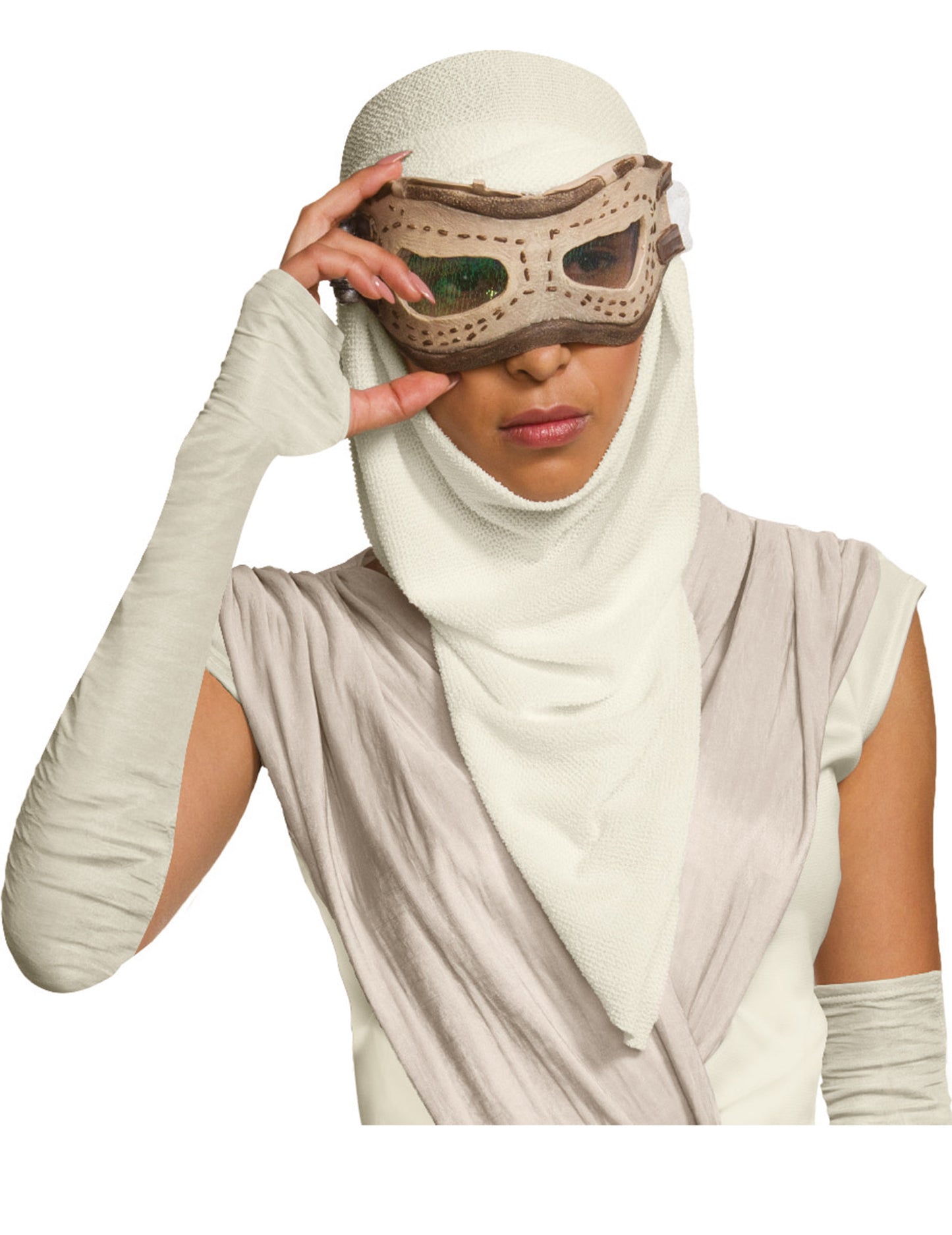 Gros plan sur les lunettes du masque avec cagoule Rey Star Wars VII