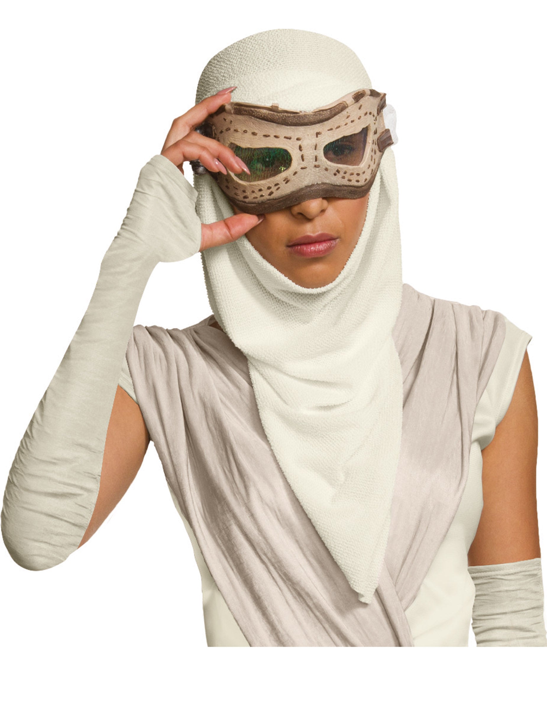 Gros plan sur les lunettes du masque avec cagoule Rey Star Wars VII
