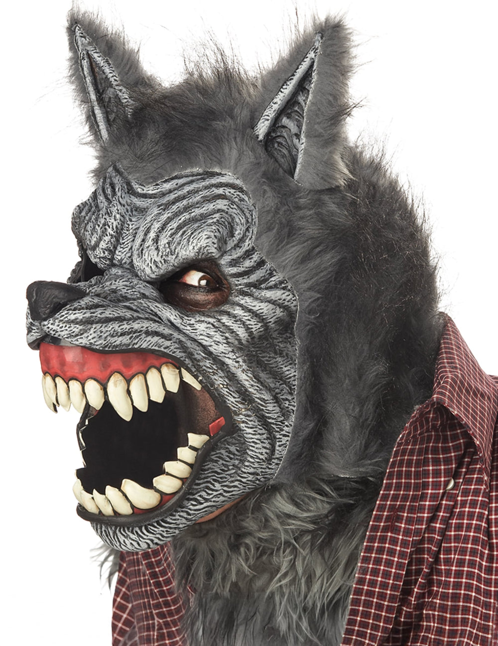 Masque articulé loup garou ani-motion™ pour adulte gris avec mâchoire mobile