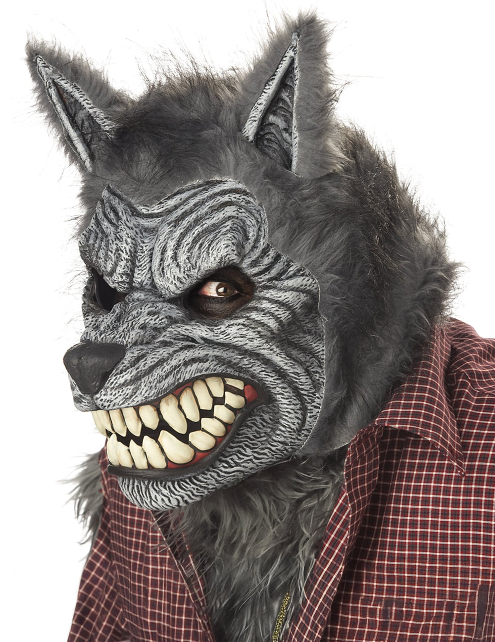 Vue de trois-quarts du masque articulé loup garou ani-motion™