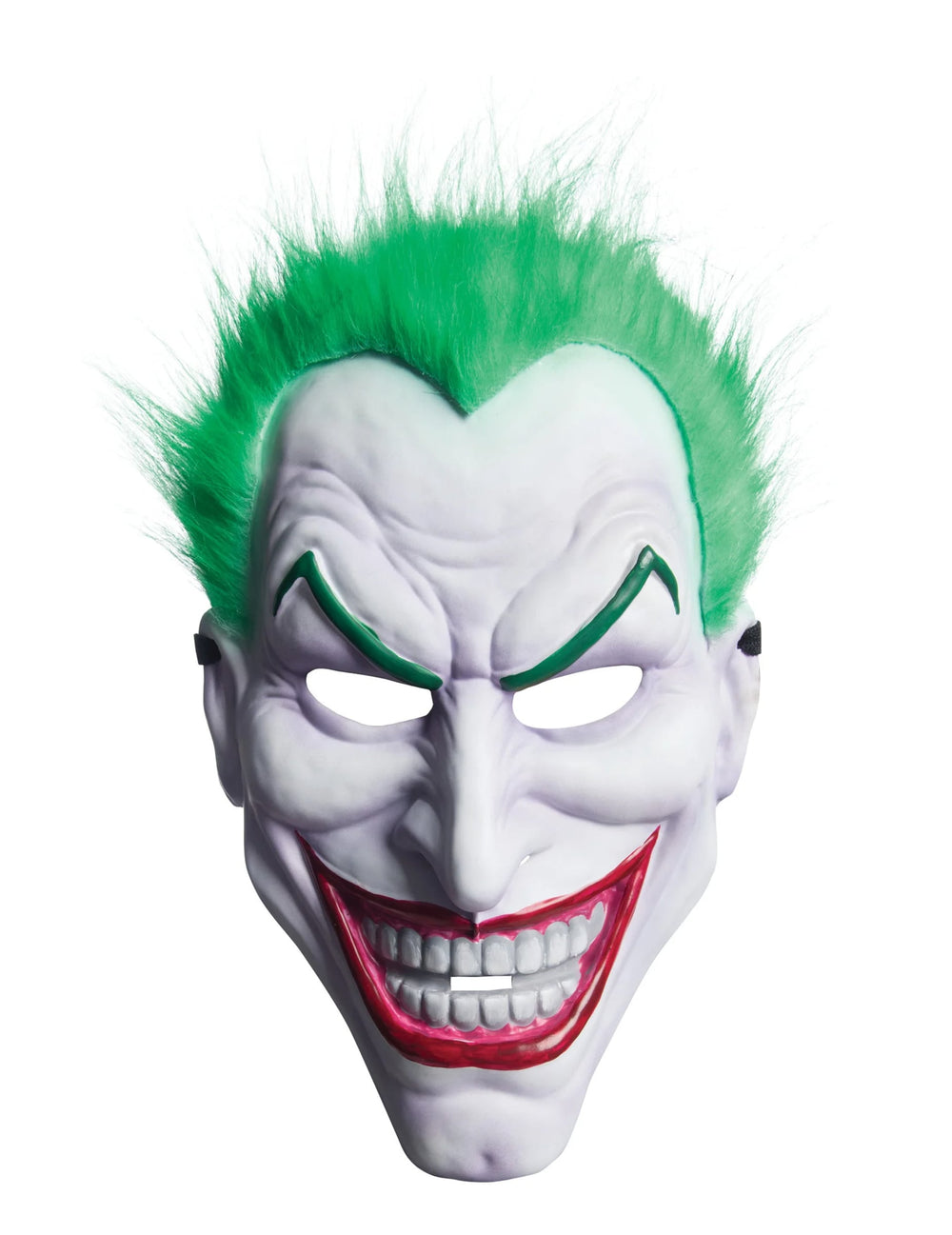 Vue de face du masque avec perruque Joker pour adulte