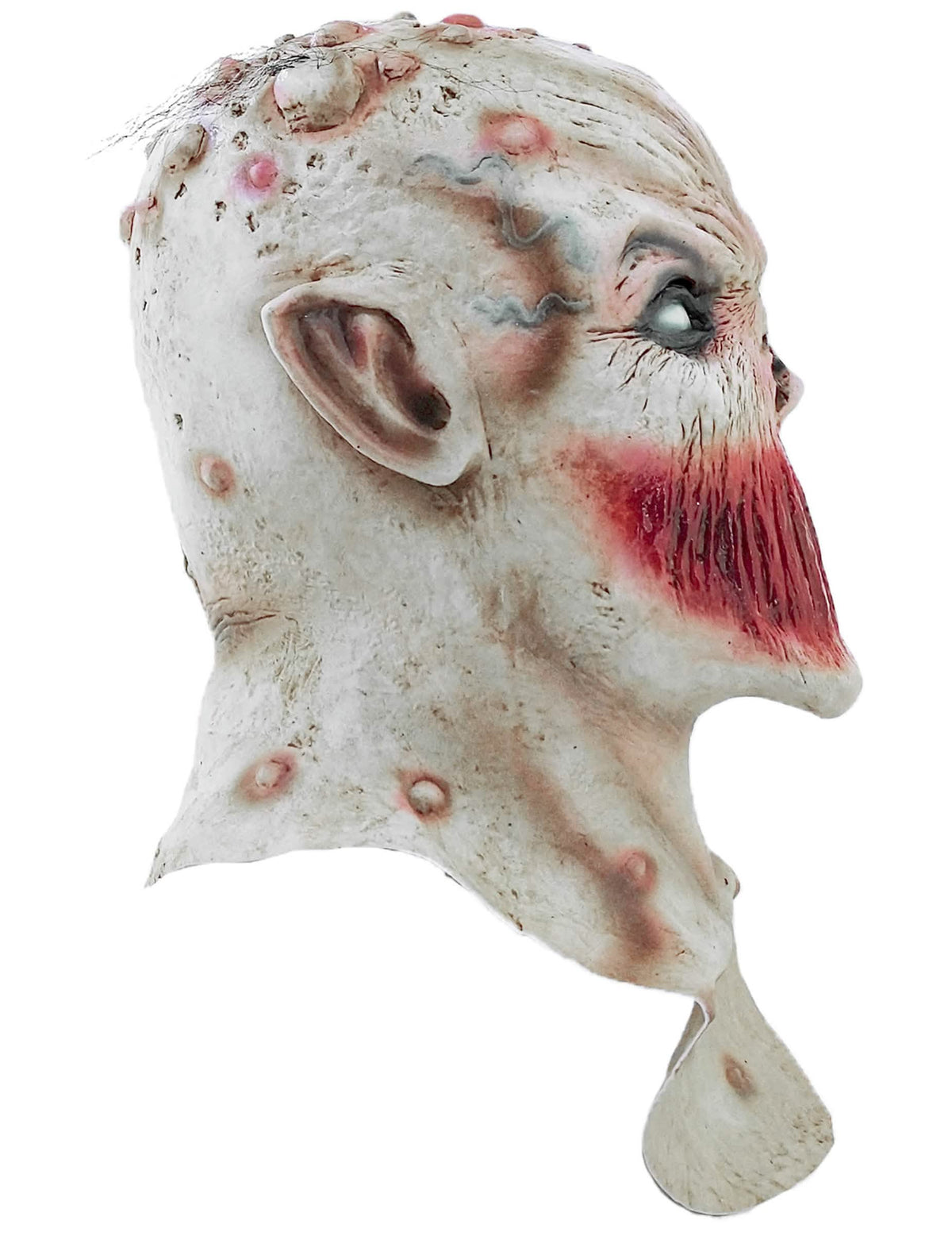 Vista de perfil da máscara boca cosida halloween