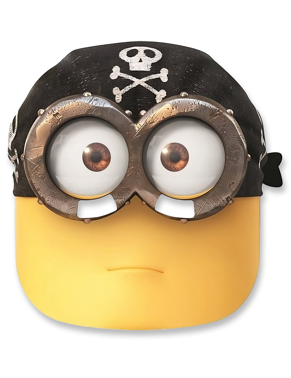 Masque carton pirate Minions™ pour enfant jaune avec bandana noir et tête de mort