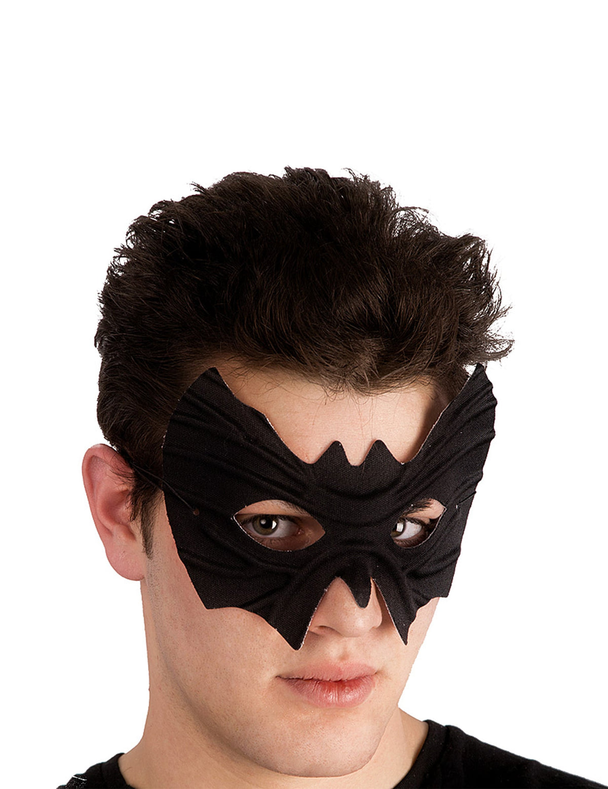 Masque chauve-souris pour adulte noir en tissu avec reliefs