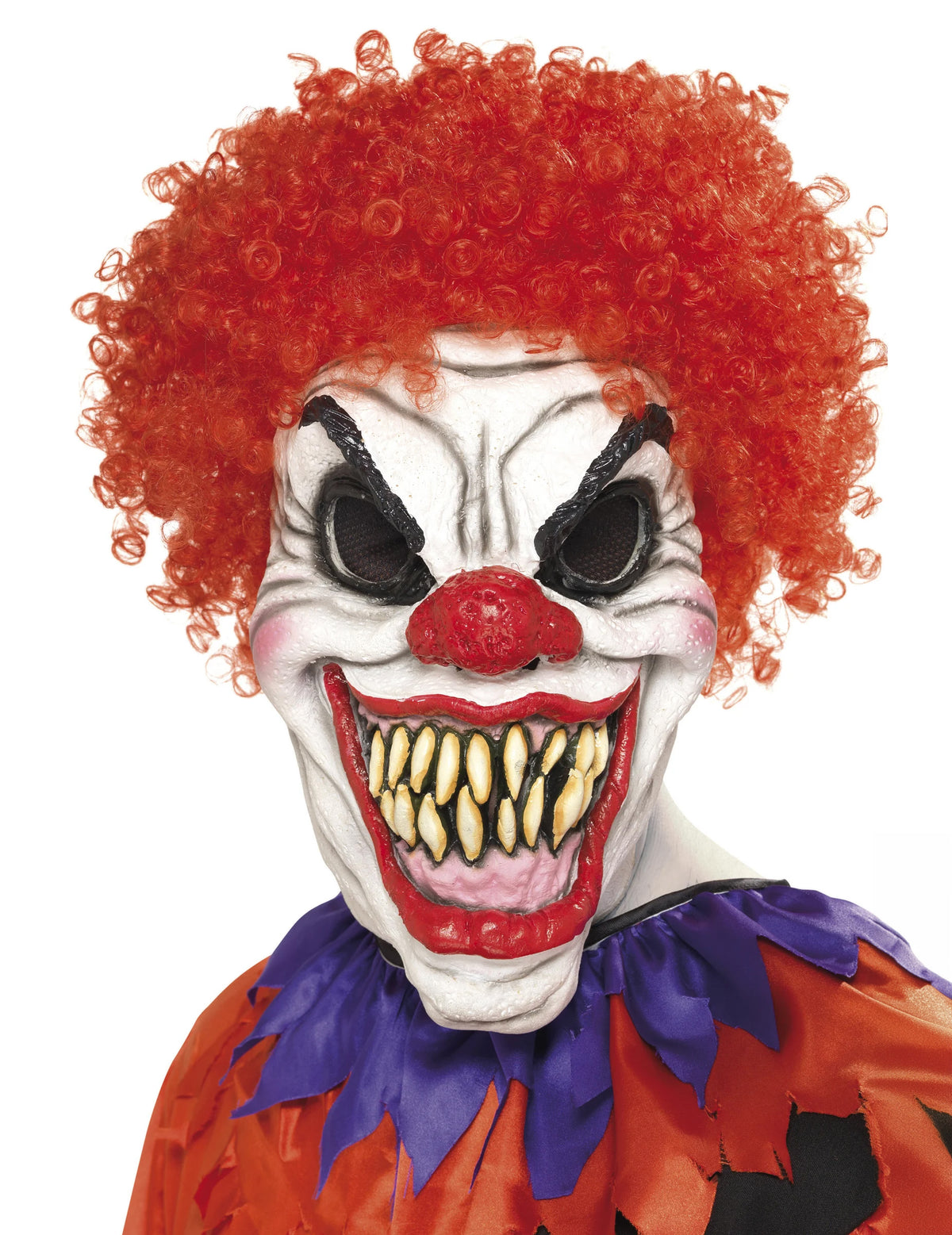 Masque de clown terrifiant pour adulte avec cheveux rouges