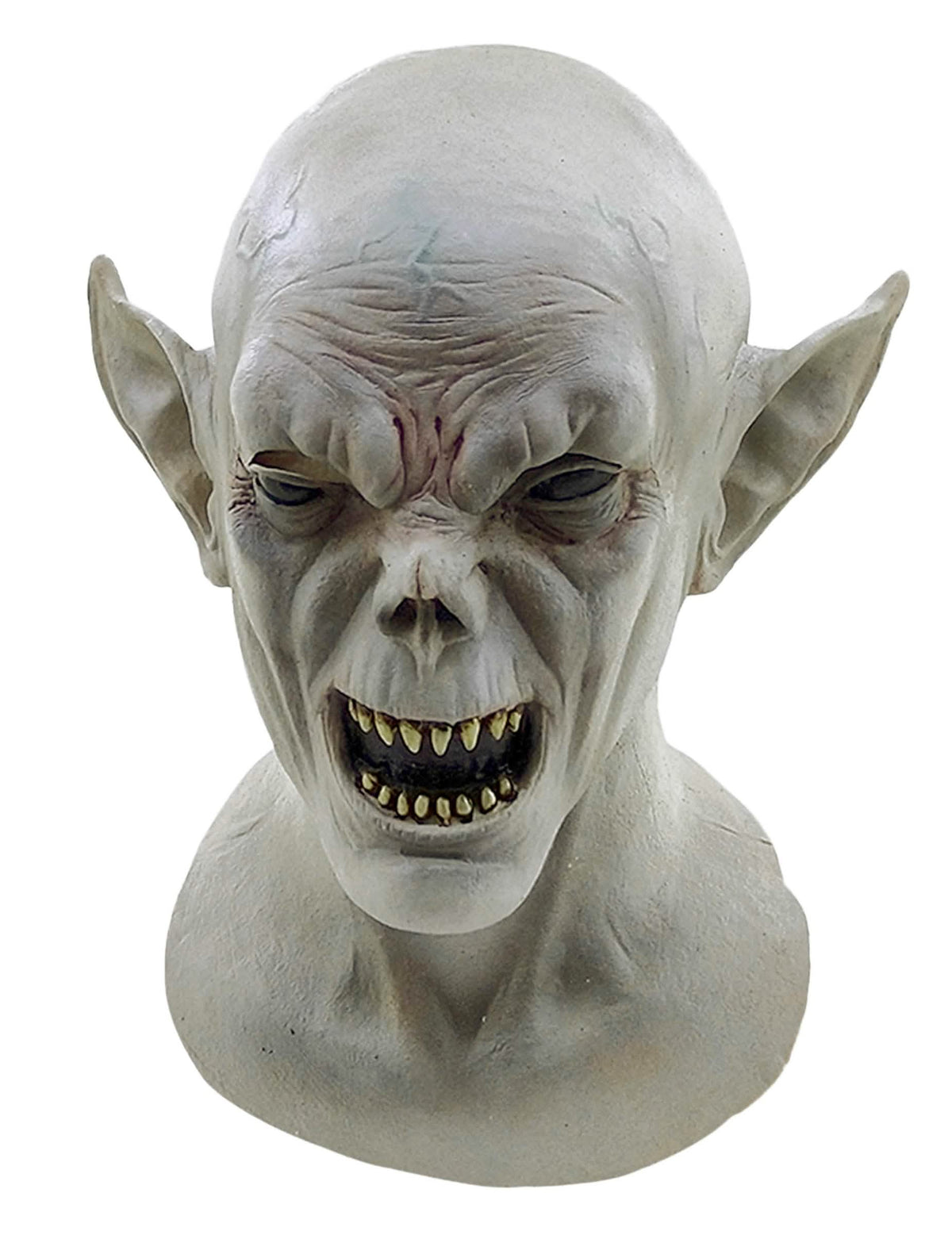 Máscara de criatura para adulto halloween cinzento com dentes e orelhas pontiagudas