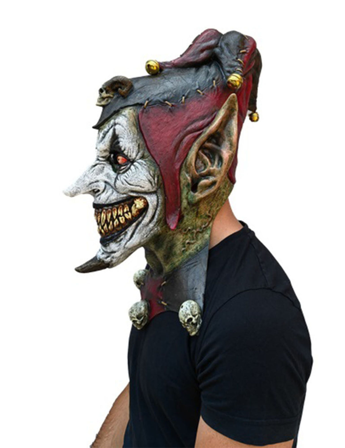 Vue de profil du masque d'arlequin malfaisant pour adulte